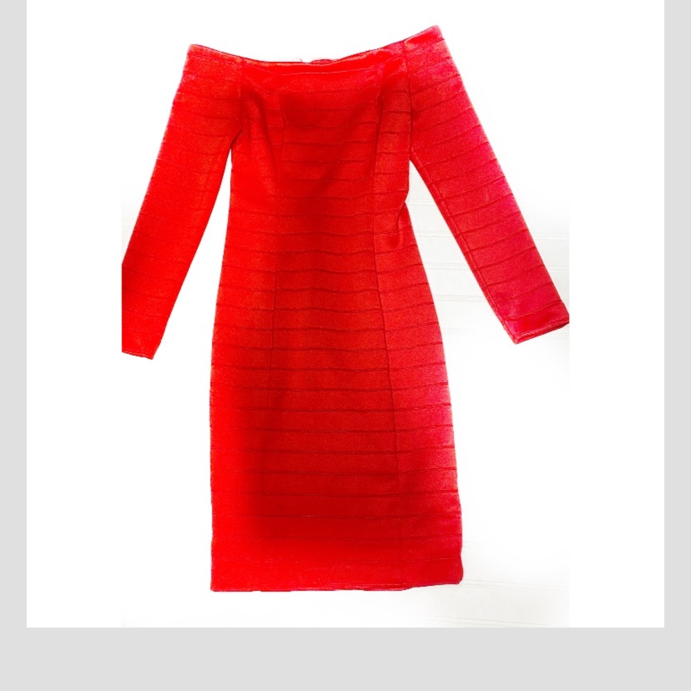 Sandro Ferrone Imported Red OffShoulder Mini Dress